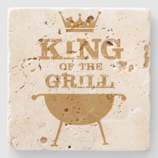 Koning van de Grill, goud Stenen Onderzetter (Voorkant)