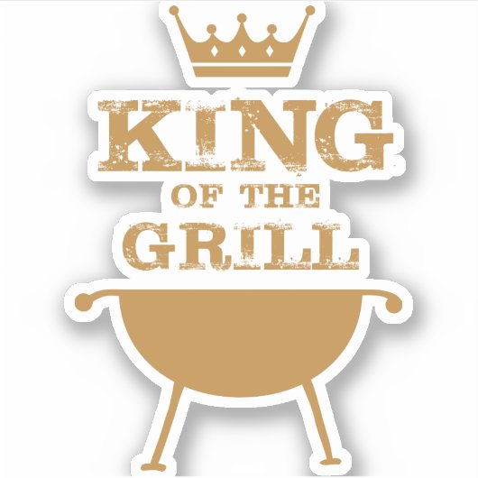 Koning van de Grill, goud Sticker (Voorkant)