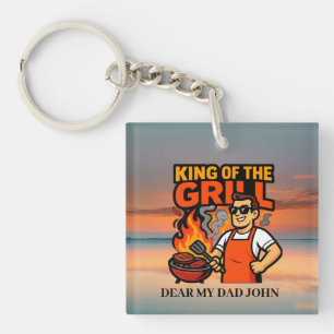 Koning van de Grill Grappige Vaderdag BBQ Master Sleutelhanger