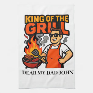 Koning van de Grill Grappige Vaderdag BBQ Master  Theedoek