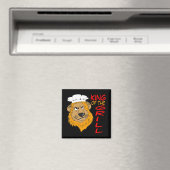 Koning van de Grill, Leeuw Chef, Grappige Zwarte Magneet (Insitu (Vaatwasser))