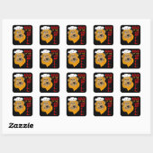 Koning van de grill, Leeuw Chef, Grappige Zwarte Vierkante Sticker (Vel)