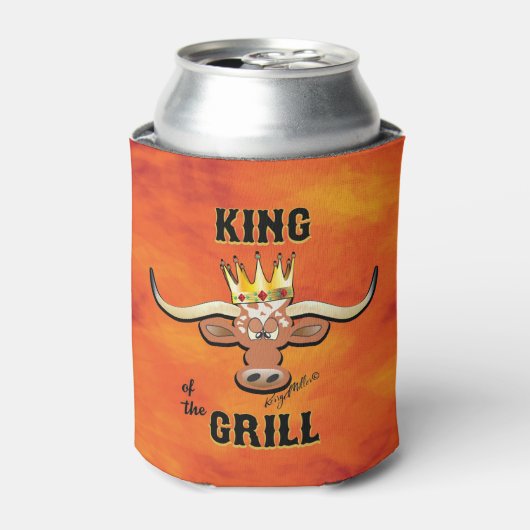 Koning van de Grill - Longhorn Steer Blikjeskoeler (Blikje Voorkant)