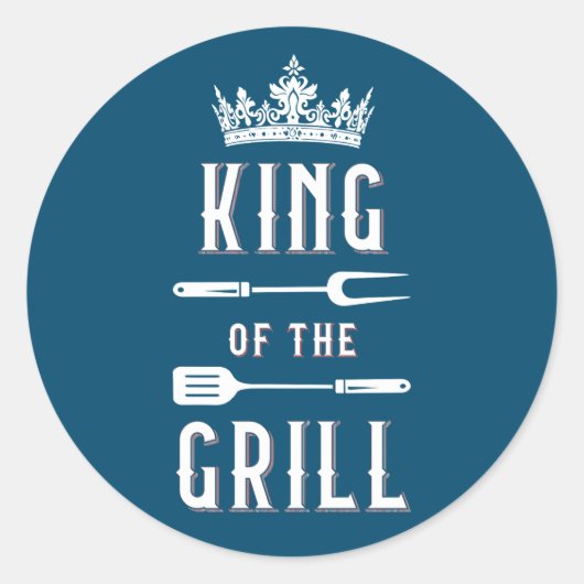 Koning van de Grill Ronde Sticker (Voorkant)