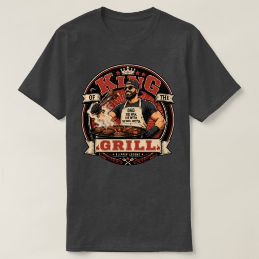 Koning van de Grill T-Shirt | Vaderdag Grillen (Design voorkant)