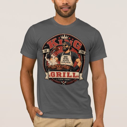 Koning van de Grill T-Shirt | Vaderdag Grillen (Voorkant)