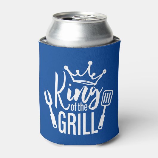 Koning van de Grill Typografie Blikjeskoeler (Blikje Voorkant)