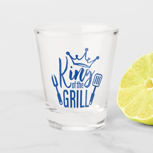 Koning van de Grill Typografie Shot Glas (Voorkant)