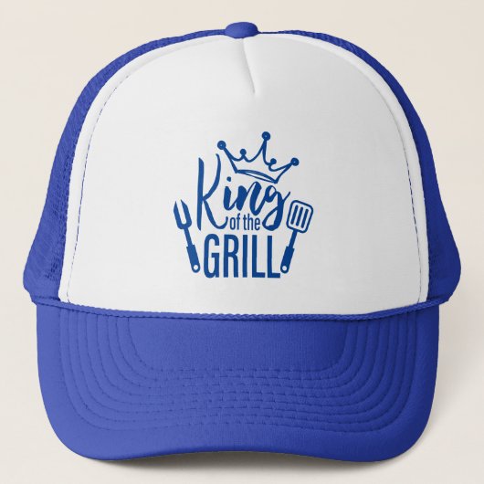 Koning van de Grill Typografie Trucker Pet (Voorkant)