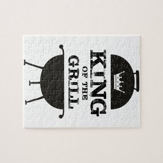 Koning van de Grill, Zwart Witte Kroon Legpuzzel (Horizontaal)