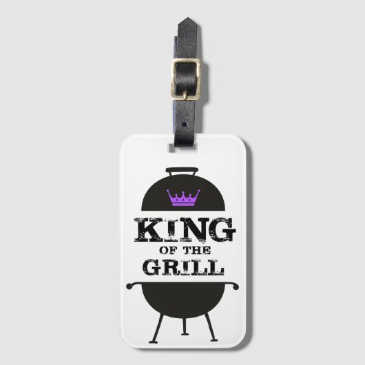 Koning van de Grill, zwarte Paarse kroon Bagagelabel (Voorkant (verticaal))
