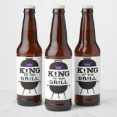 Koning van de Grill, zwarte Paarse kroon Bier Etiket (Flessen)