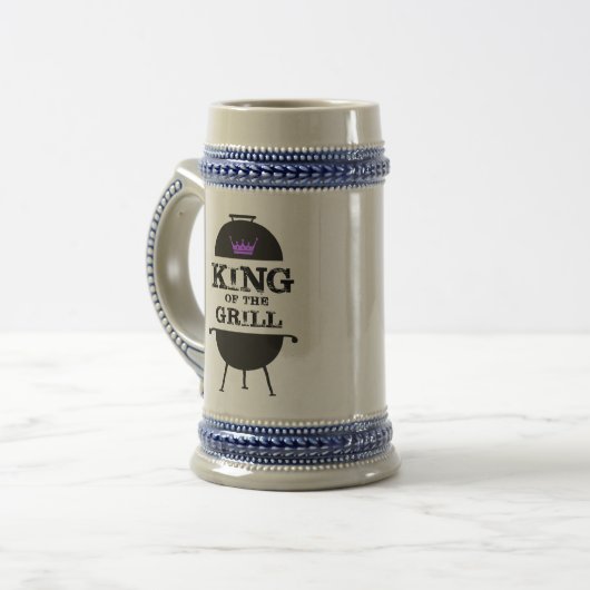 Koning van de Grill, zwarte Paarse kroon Bierpul (Voorkant links)