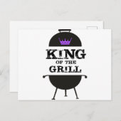 Koning van de Grill, zwarte Paarse kroon Briefkaart (Voorkant / Achterkant)