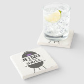 Koning van de Grill, zwarte Paarse kroon Stenen Onderzetter (Zijkant)