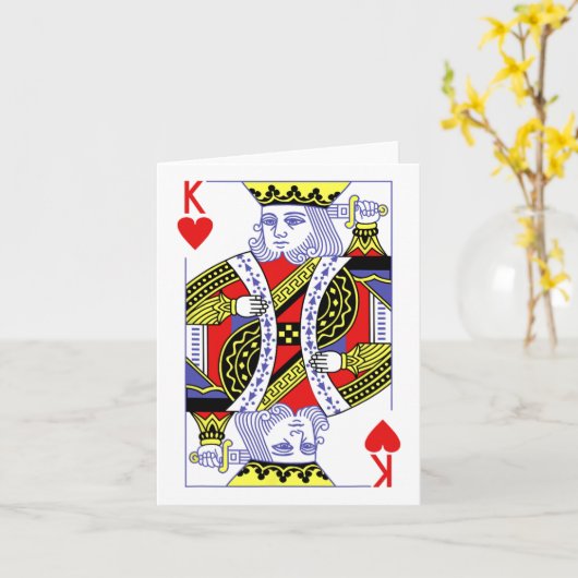 Koning van de hartenkoninklijke bloeskostuum Hallo Kaart (Gele Bloem)