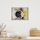 Koning van de honden, Funny Dog, Pug Lover Gift Poster (Keuken)