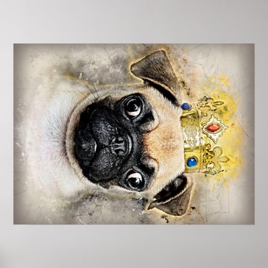 Koning van de honden, Funny Dog, Pug Lover Gift Poster (Voorkant)