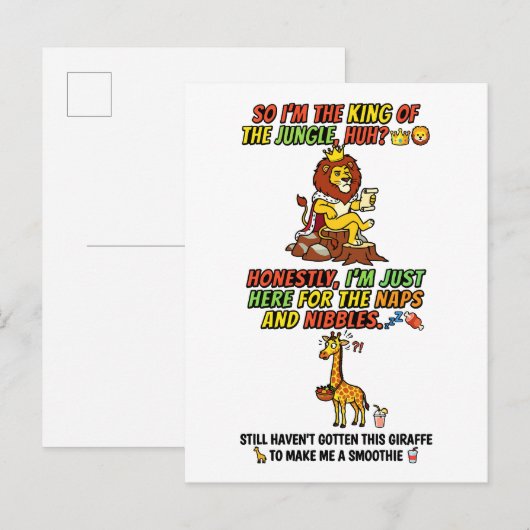 Koning Van De Jungle Leeuw Dutt Komisch Briefkaart (Voorkant / Achterkant)