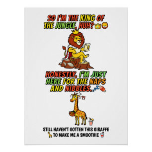 Koning Van De Jungle Leeuw Dutt Komisch Perfect Poster