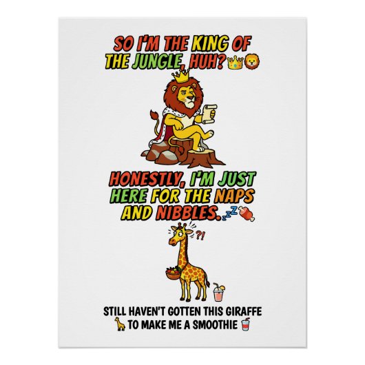 Koning Van De Jungle Leeuw Dutt Komisch Perfect Poster (Voorkant)