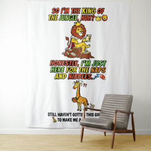 Koning Van De Jungle Leeuw Dutt Komisch Wandkleed