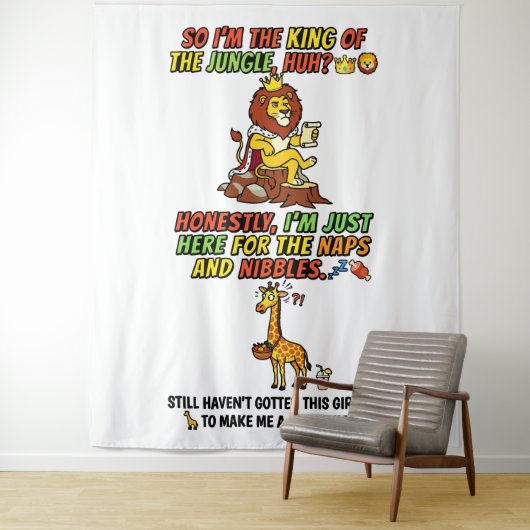Koning Van De Jungle Leeuw Dutt Komisch Wandkleed (In situ)