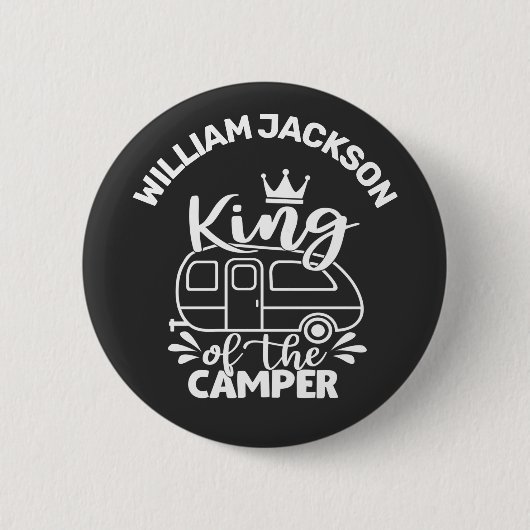 koning van de kamper met aangepaste naam kamping ronde button 5,7 cm (Voorkant)