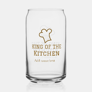 Koning van de keuken bruine chef koken bruine hoed blikvorm glas
