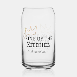 Koning van de keuken chef koken voeg naam kroon ha blikvorm glas