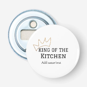 Koning van de keuken chef koken voeg naam kroon ha button flesopener
