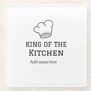 Koning van de keuken chef koken voeg naam kroon ha glazen onderzetter