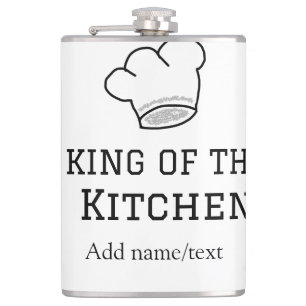 Koning van de keuken chef koken voeg naam kroon ha heupfles