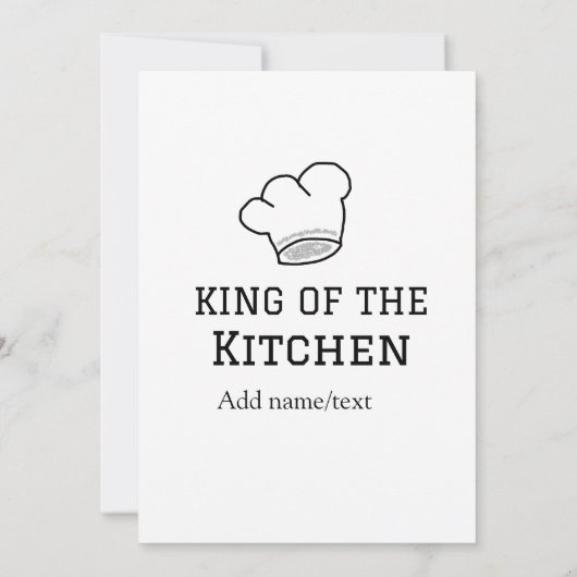 Koning van de keuken chef koken voeg naam kroon ha kaart (Achterkant)