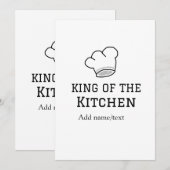 Koning van de keuken chef koken voeg naam kroon ha kaart (Voorkant / Achterkant)