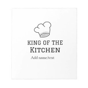 Koning van de keuken chef koken voeg naam kroon ha notitieblok