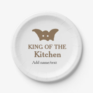 Koning van de keuken chef koken voeg naam kroon ha papieren bordje
