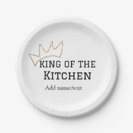 Koning van de keuken chef koken voeg naam kroon ha papieren bordje