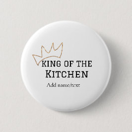 Koning van de keuken chef koken voeg naam kroon ha ronde button 5,7 cm