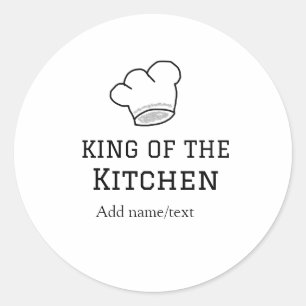 Koning van de keuken chef koken voeg naam kroon ha ronde sticker