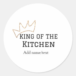 Koning van de keuken chef koken voeg naam kroon ha ronde sticker