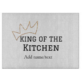 Koning van de keuken chef koken voeg naam kroon ha snijplank