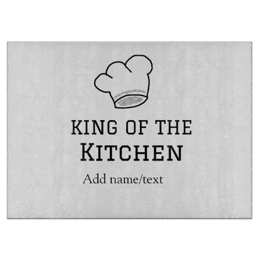 Koning van de keuken chef koken voeg naam kroon ha snijplank (Voorkant)