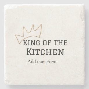 Koning van de keuken chef koken voeg naam kroon ha stenen onderzetter