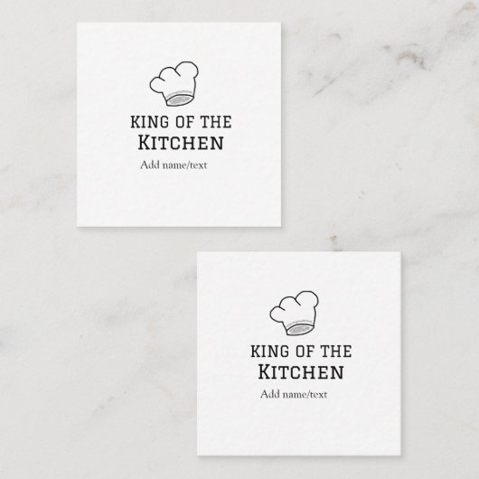 Koning van de keuken chef koken voeg naam kroon ha vierkante visitekaartje (Voorkant / Achterkant)