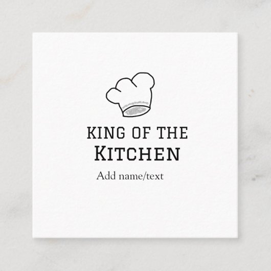 Koning van de keuken chef koken voeg naam kroon ha vierkante visitekaartje (Voorkant)