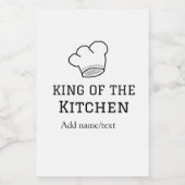 Koning van de keuken chef koken voeg naam kroon ha wijn etiket (Enkel label)