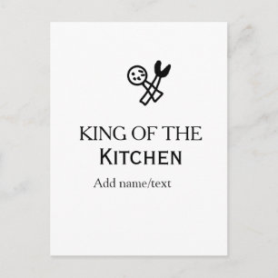 Koning van de keuken chef koken voeg naam kroon to briefkaart