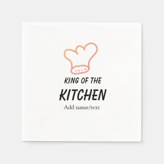 Koning van de keuken chef koken voeg naam kroon to servet