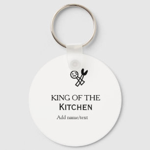 Koning van de keuken chef koken voeg naam kroon to sleutelhanger